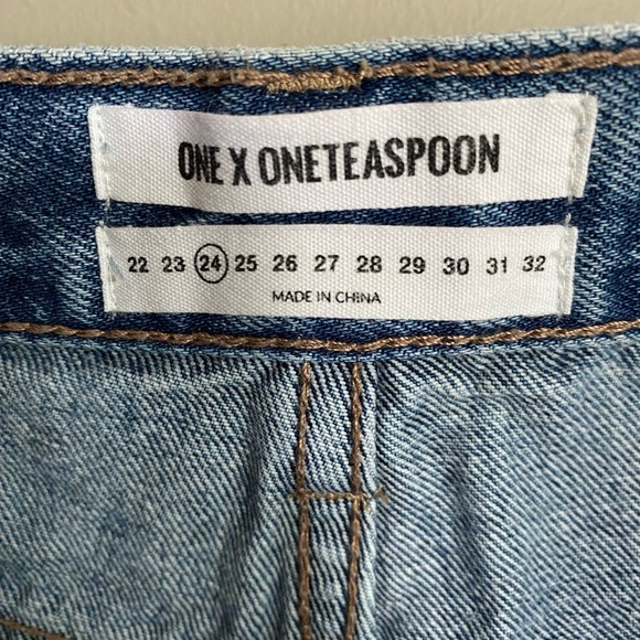ONE Teaspoon “Brandos” Jean Shorts Relaxed Fit Long Rise Button Fly Size 24 - Picture 14 of 16